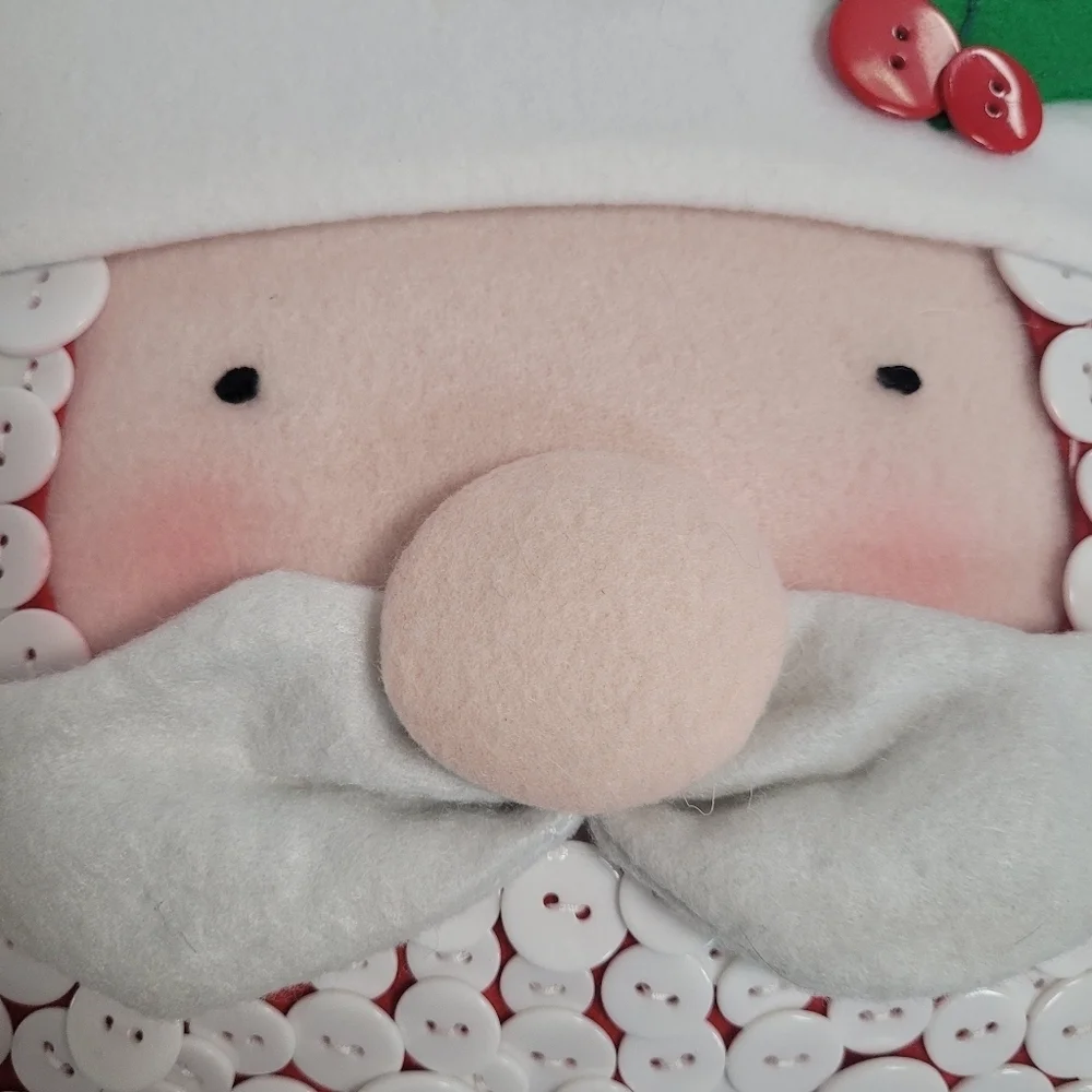 Santa Claus Christmas Decorative Throw Pillow W/ Button Beard 11x11